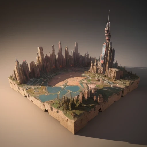 3598年Mars realistic model, (bifurcation, original photo, best quality, masterpiece:1.4),SteampunkCyberpunk6820 City,(CyberpunkMars light:1.3), Mars (related to land),(in a:1.3),Isometric, small nature, landscape on foundation,landscape,