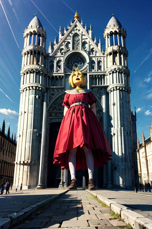 chica gigante pisa con su pie sudoroso a un hombre encogido 