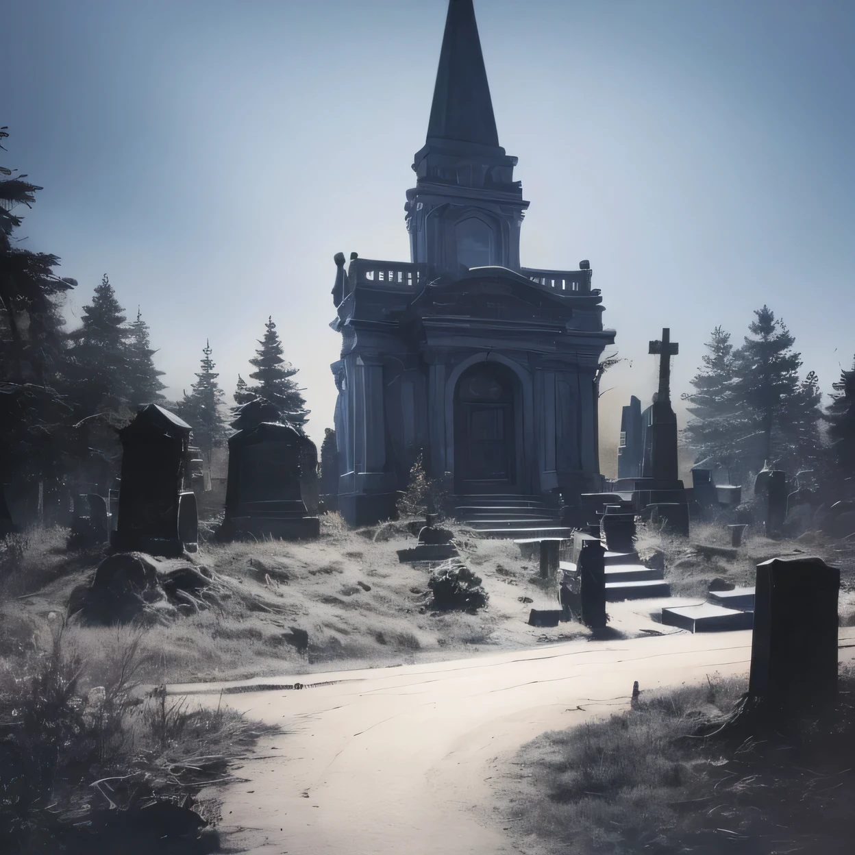 Generate an AI-rendered scene in The Sims 4 style, set in a cemetery ((at night)), with an angled, ((low-view camera perspective)) to evoke a sense of terror. Utilize the signature aesthetic of The Sims 4, incorporating vibrant yet eerie colors, stylized architecture, and detailed environmental elements. Ensure the cemetery background is richly atmospheric, with moonlight casting ominous shadows over gravestones, mausoleums, and gnarled trees. Employ high-resolution rendering techniques for crisp textures and clear details, with a minimum resolution of 4K. Experiment with lighting effects to intensify the ominous mood, immersing the viewer in a chilling and suspenseful scene."league of legends style