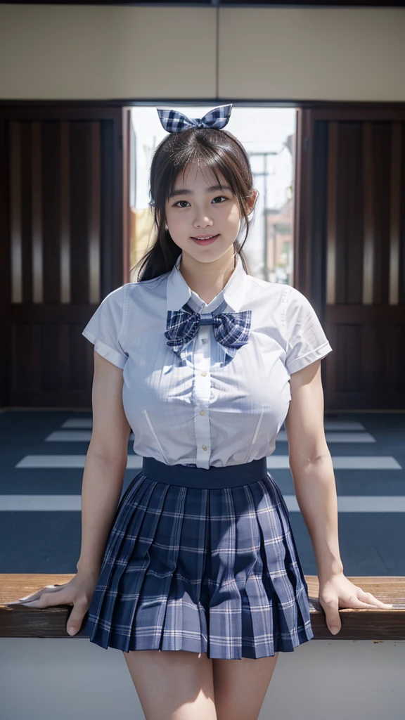 (original photography:1.5),(top quality:1.5)、(Masseter muscle film:1.5)、(high resolution:1.5)、(original photography:1.5),(Realism:1.38)、(sharp focus:1.5)、
Japan人、Limited to 17 people、a girl、((cowboy shots:1.2)),((Body like a male bodybuilder:1.8))、((tall and big,Looks much lower than young people:1.8)),((Thick arms and sculpted muscles:1.28)),((long legs:1.4)),((Create muscular thighs:1.65)),((plump big breasts:1.2))、
((White skin))、
((Exquisite and perfect beautiful face,Beautiful and delicate eyes、big eyes、double eyelids、Smile))、
((Japan、white short sleeve shirt、a bow tie、Navy blue plaid pleated skirt、Dark blue high socks:1.2)),((Ji Qie)),
((Place your arms and hands next to your body:1.2))、
((school corridor))、
looking at the audience、Face the audience,dark、
