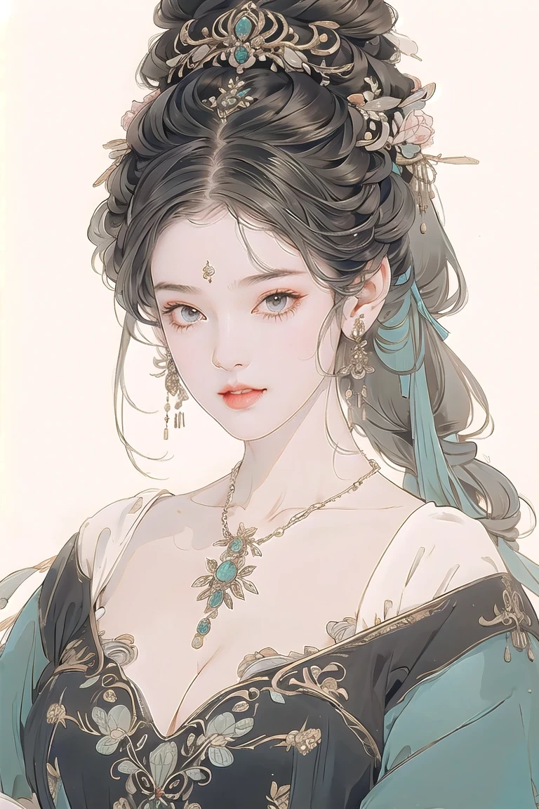 high quality, Rich in details, Silver-haired girl with twin ponytails posing cutely. They wear retro gothic clothes, wear bracelets, earrings and necklaces. You can even see it. The photo is a close-up of the face, There is cleavage, shiny breasts, cleavage sweating, and sexy breath.