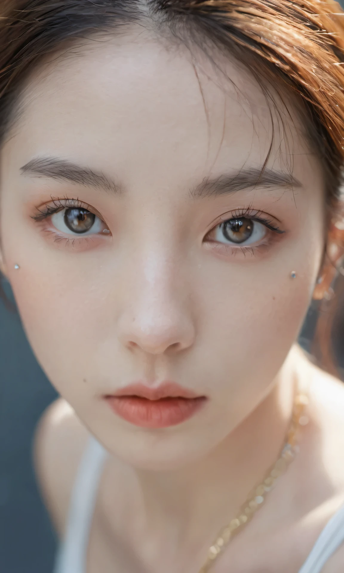 xxmixgirl, analog style, eye focus, highest quality, (highly detailed skin), photo of a exquisitely beautiful pale skin, 21yo, perfect face, alluring eyes, (seductive makeup: 1.3), skin pores, (bokeh:1.2), sharp focus, dappled lighting, (backlighting), film grain, (highly detailed, intricately detailed), 8k, HDR, front view, studio light, Ultra-detailed face, Detailed eyes, (Double eyelid: 1.4), alice toggle, brown eye, (commercial: 1.4), 1girl wet tshirt water drops, (splash detailed)