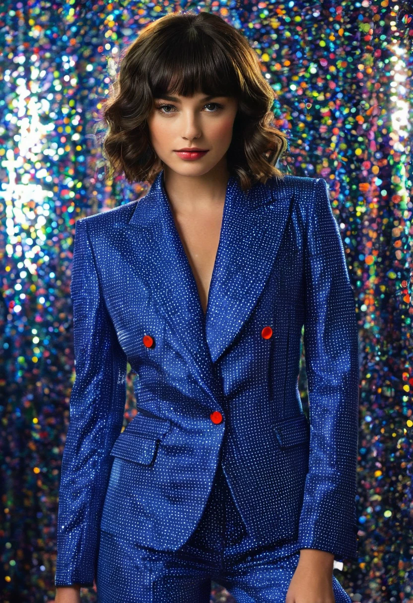 polka dot suits,1girl,beautiful,blingbling background,blurry,