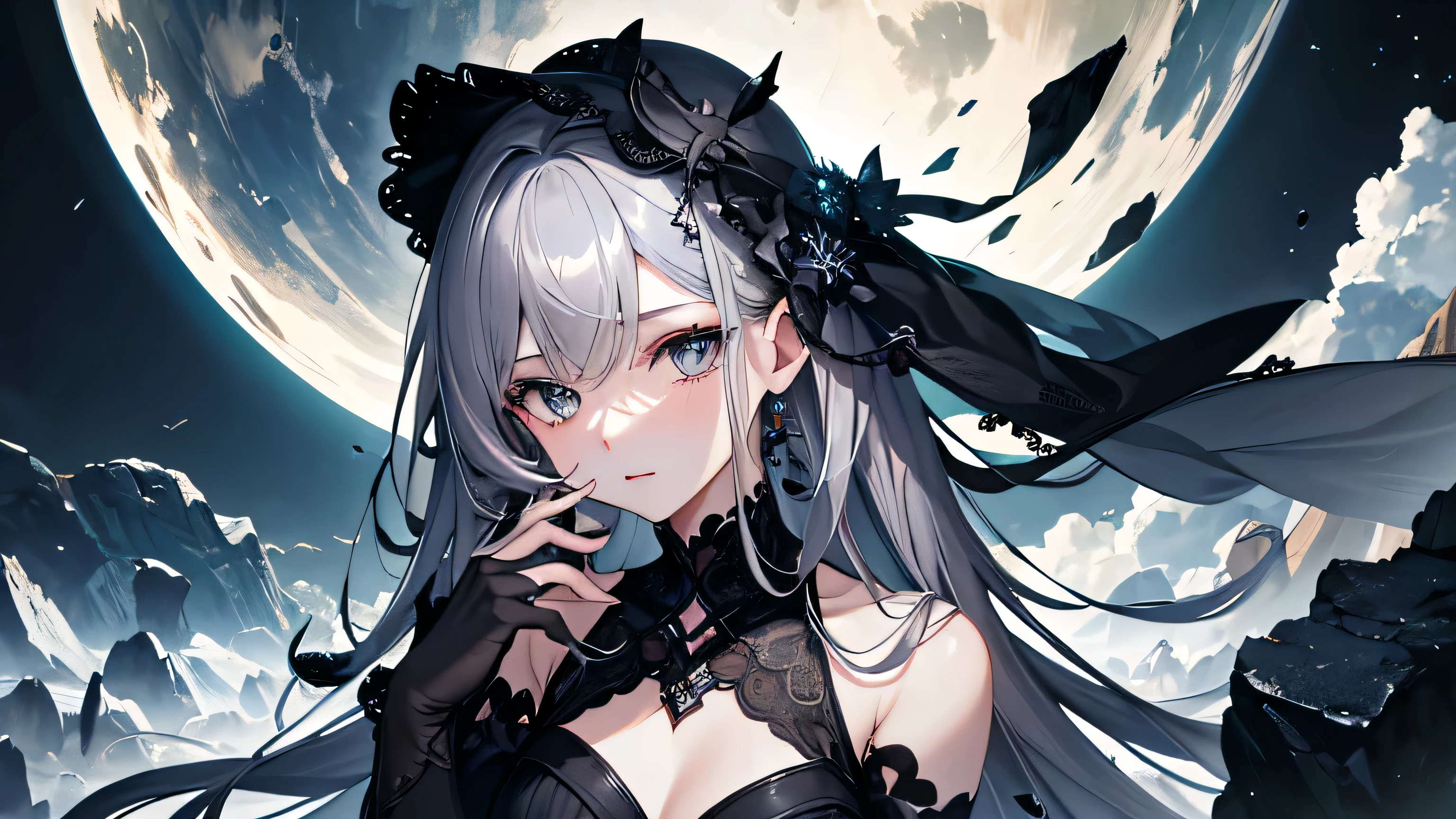 high resolution,masterpiece,ultra high resolution,highest quality,chaos,chaos,gray,cool,grow,gloss,beautiful,beautiful,cool,Beauty,Super Beauty,vivid,delicate,hair color is black,Wind,darkness,pitch black,Black Hole