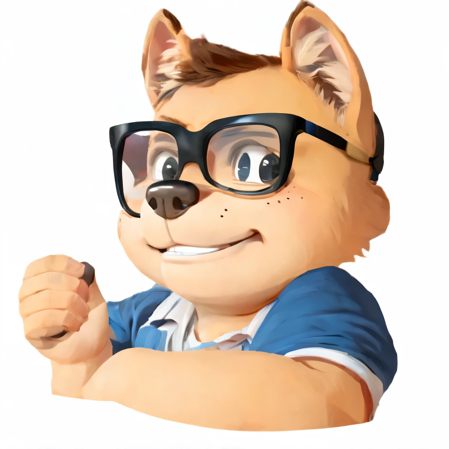 introverted，wearing glasses，A young boy，cartoon，simple，Solid color background，Image，Like digital products