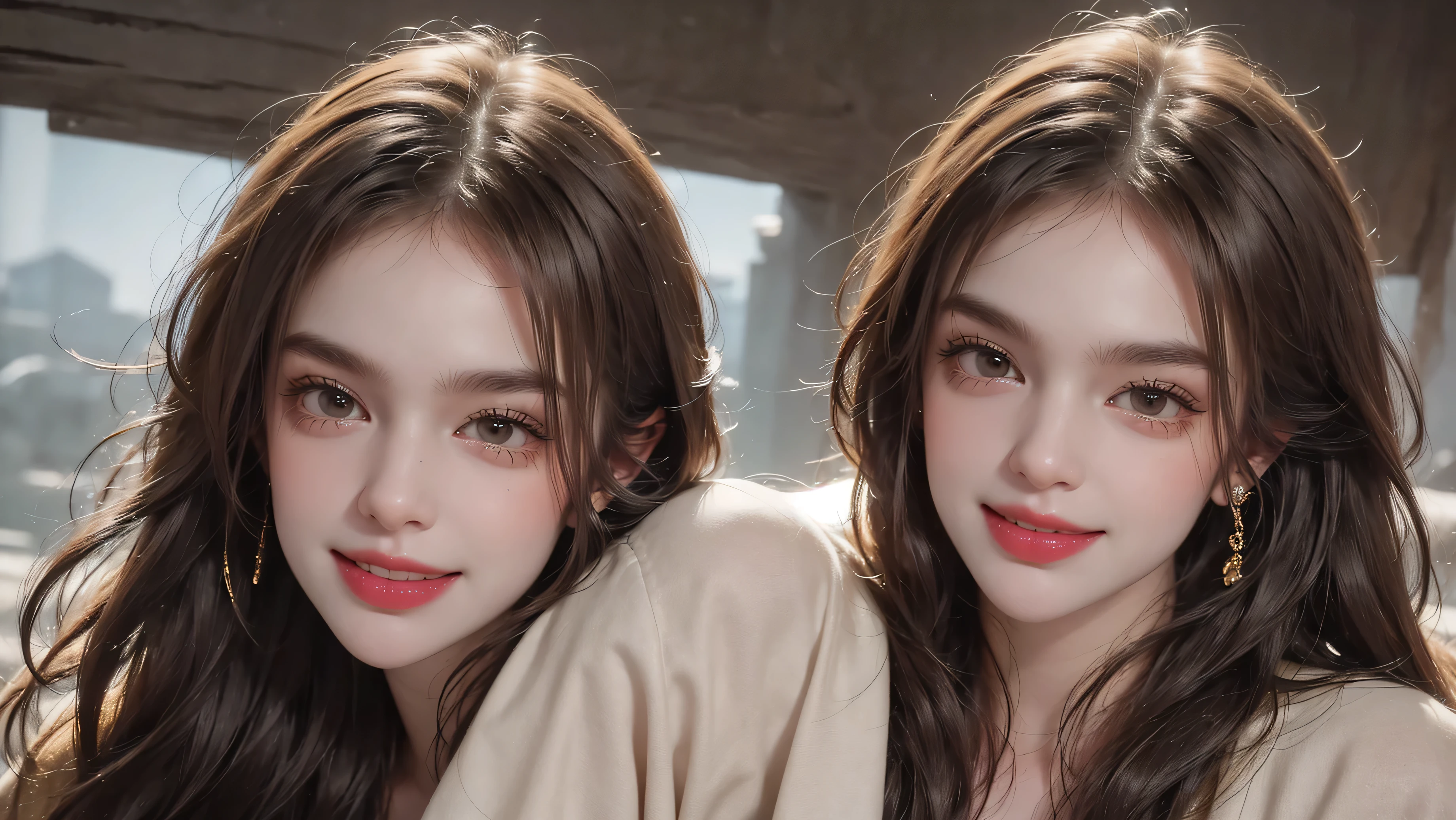 outdoor、Light brown hair、smile、
