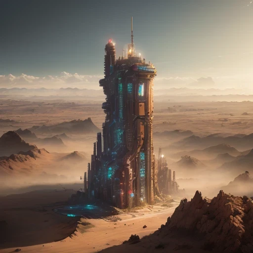 3598年Mars realistic model, (bifurcation, original photo, best quality, masterpiece:1.4),SteampunkCyberpunk6820 City,(CyberpunkMars light:1.3), Mars (related to land),(in a:1.3),Isometric, small nature, landscape on foundation,landscape,