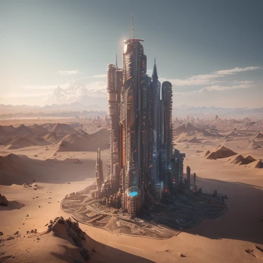 3598年Mars realistic model, (bifurcation, original photo, best quality, masterpiece:1.4),SteampunkCyberpunk6820 City,(CyberpunkMars light:1.3), Mars (related to land),(in a:1.3),Isometric, small nature, landscape on foundation,landscape,