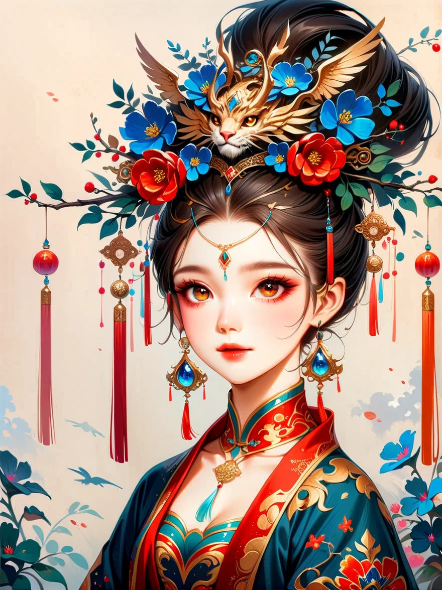 Works of Chinese style masters,(best quality, 4K, high resolution, masterpiece:1.2),Super detailed,lifelike,shining,dream色彩,art,Ethereal,dream,whimsical creatures,detailed facial features,glowing eyes,Elf Beauty,Ethereal光辉,mythical creatures,composition,Dazzling colors,Stunning visual effects,otherworldly appearance,Fascinating artistry