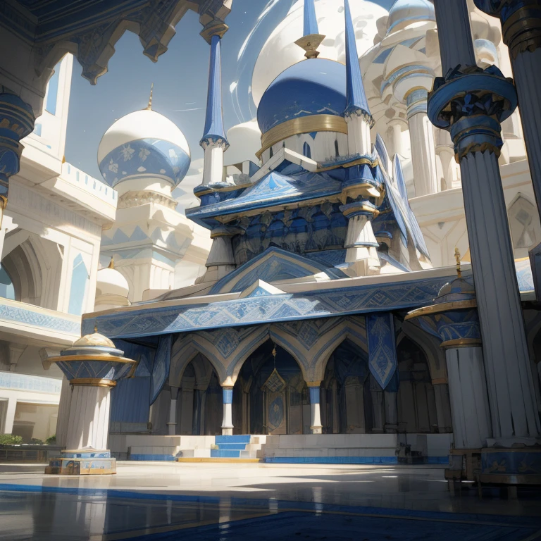 Futuristic Masjid with Huge Moon Background, Blue, 3D Cartoon Style:
In the heart of a technologically advanced city, a unique and stunning architectural marvel graced the night sky. It was a Masjid, a place of worship, but unlike any other. The Masjid boasted a vibrant blue hue, giving it an ethereal and futuristic appeal in the twilight, reflecting the serene tranquility of its purpose. The structure was intricately designed in 3D cartoon style, Adorned with geometric patterns reminiscent of traditional Islamic art, but with a modern twist.
The Masjid's towering