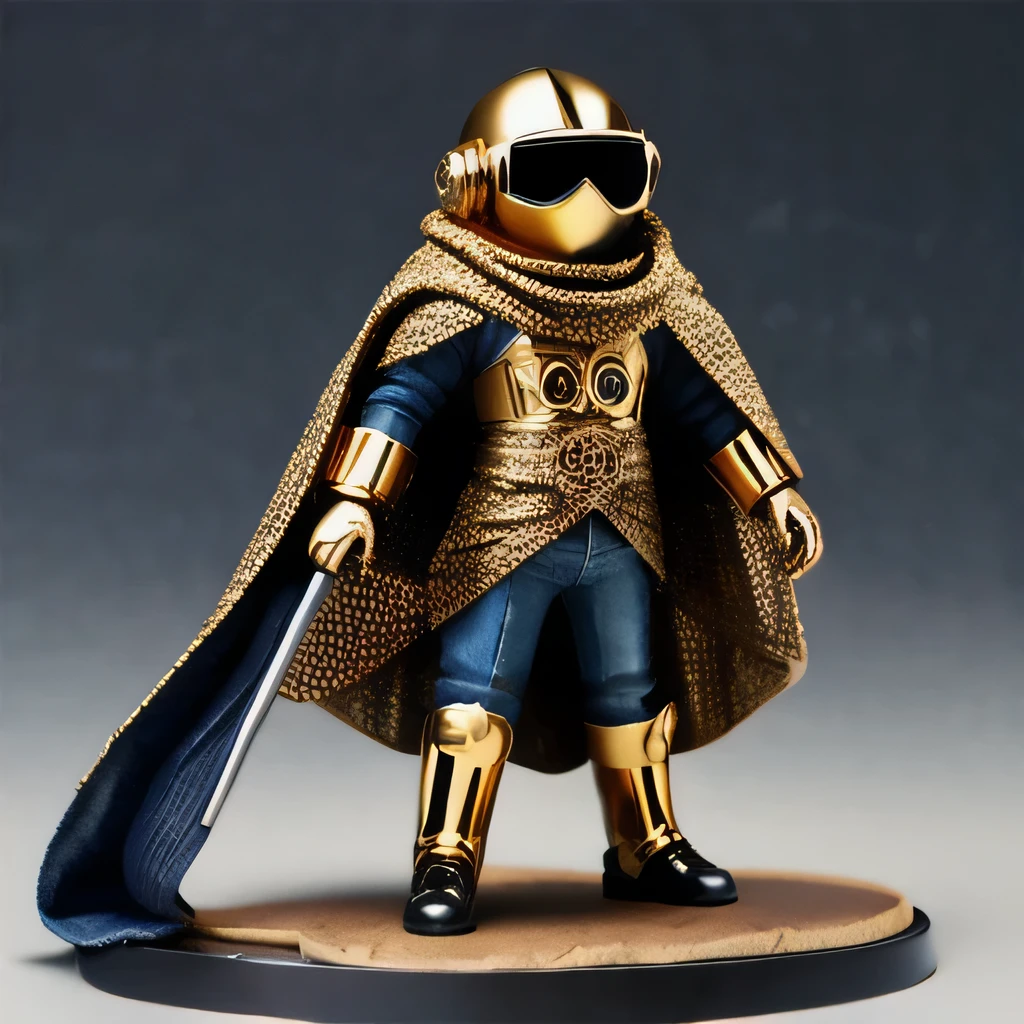 Brilliant Gold Diamond Maya Star((Rosewood))Copper weapons, Burlap Cloak Mummy Hood Platinum Silk Cyberpunk Light Crossbow Space Station 1:60 miniature models, illustration, Side view, (Side view), Wear gold-rimmed reflective sunglasses, Carrying future weapons, very happy, Side view, whole body, 3d, (Black and white checkered glasses) octane rendering, perfect appearance, Collagen protein(((denim)))