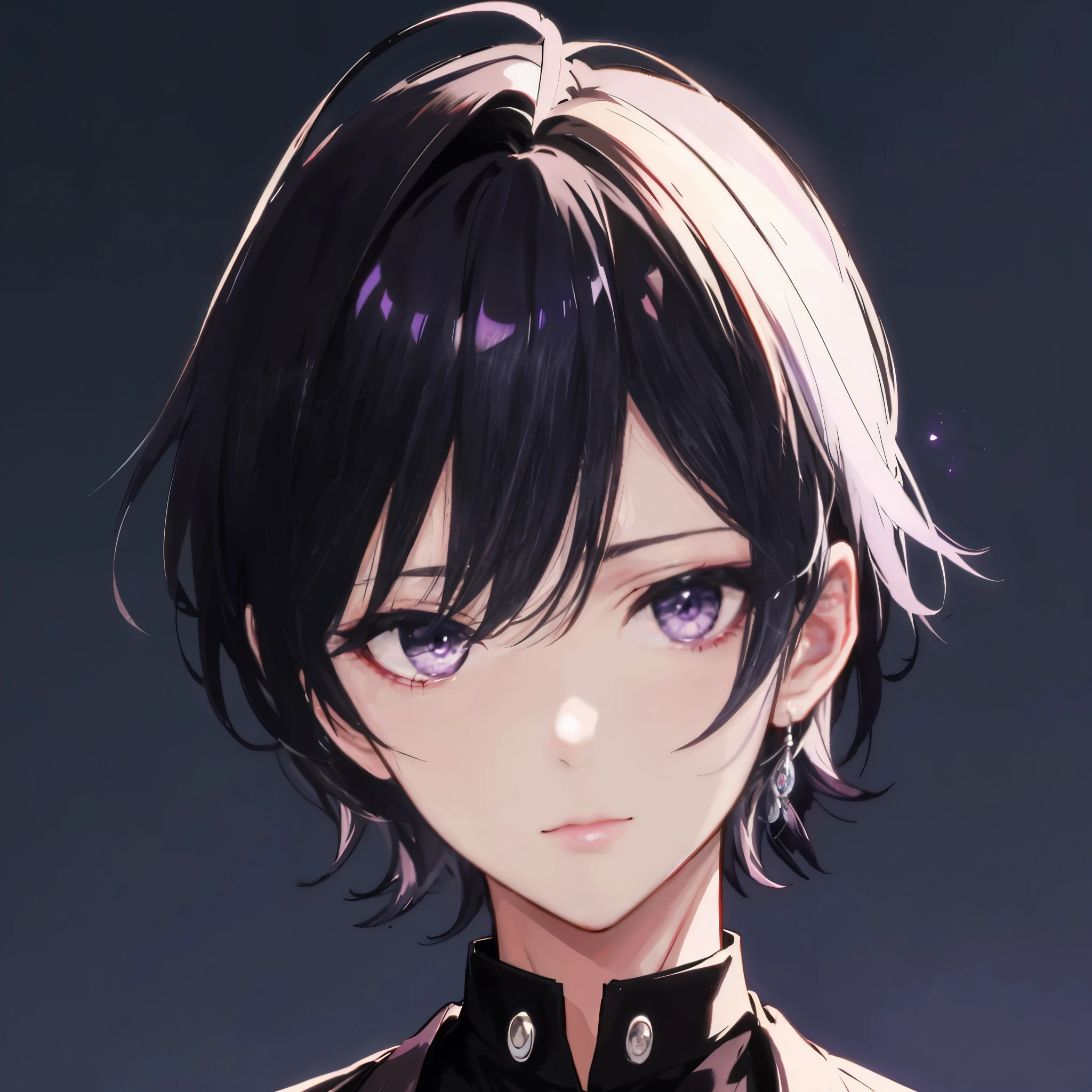 Black hair, violet eyes, handsome boy