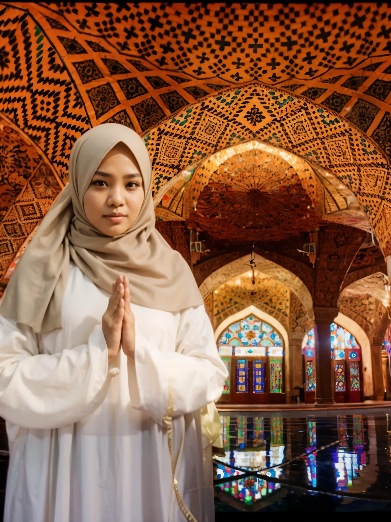 Indonesia woman, hijab, plump, size plus woman,