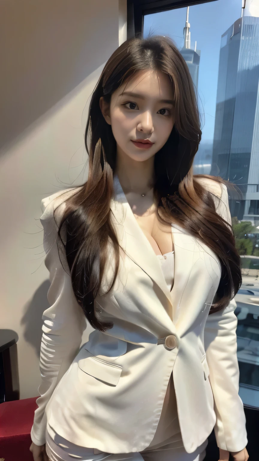 - [] Realistic: 1.37, Masterpiece, Best Quality, RAW Photo, Ludicrous, UHD, 1 Woman, Looking at the viewer, Shaky Hair, Brown Hair, and Viewers, Tokyo Tower, Complex Details, Background, Detail, Skin, Gogi, Mackerel, HDR, Presentation to Ten Men, Beautiful Model, Soft Light on Face, Japan_Model, Medium Chest, Young Woman, (White Shirt, Pants Suit), Delicate Fingers, Perfect Fingers, Perfect Hands, Delicate Hands