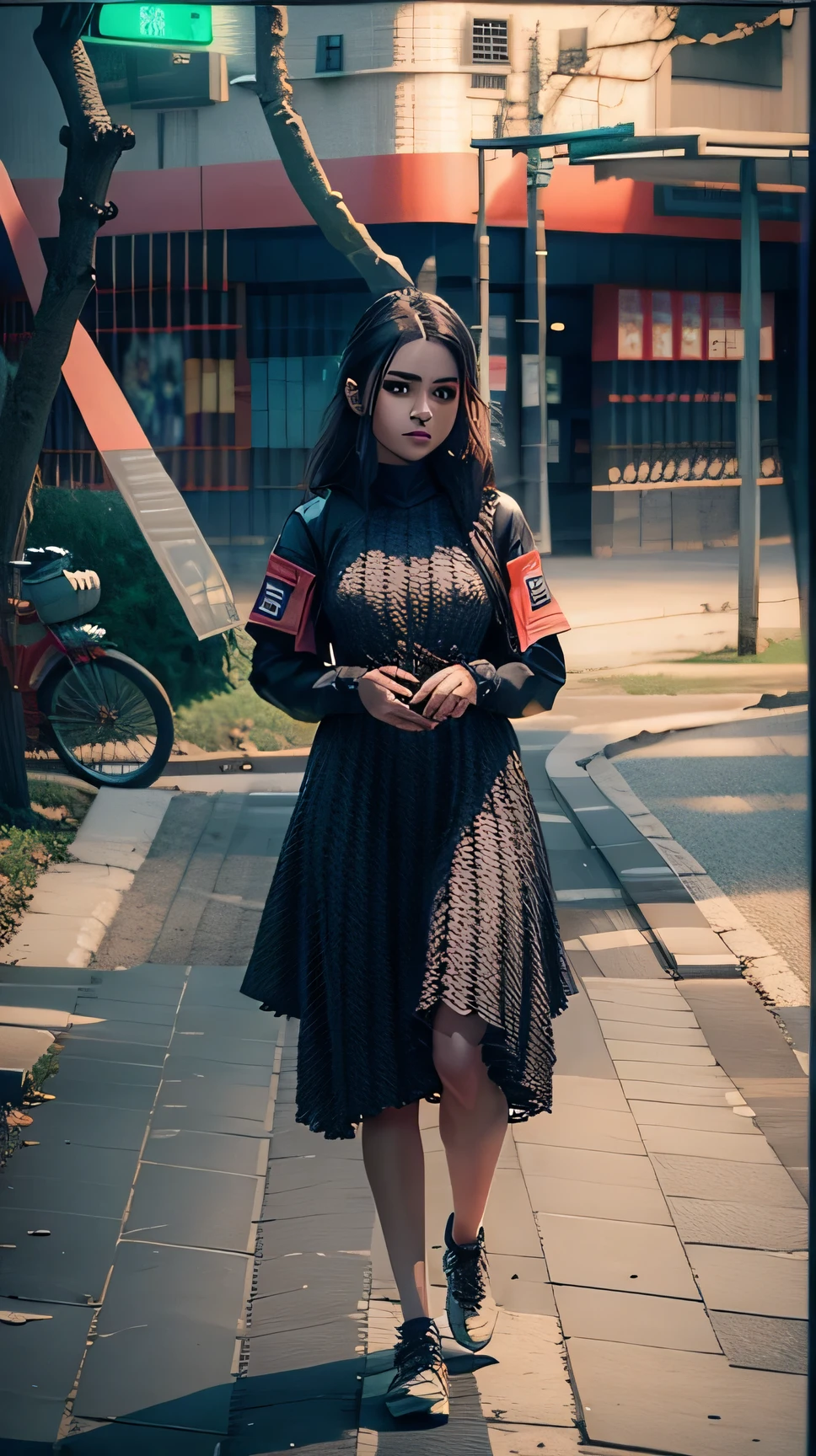 Change background cyberpunk cute girl , realistic face. 8k, ultra realistic