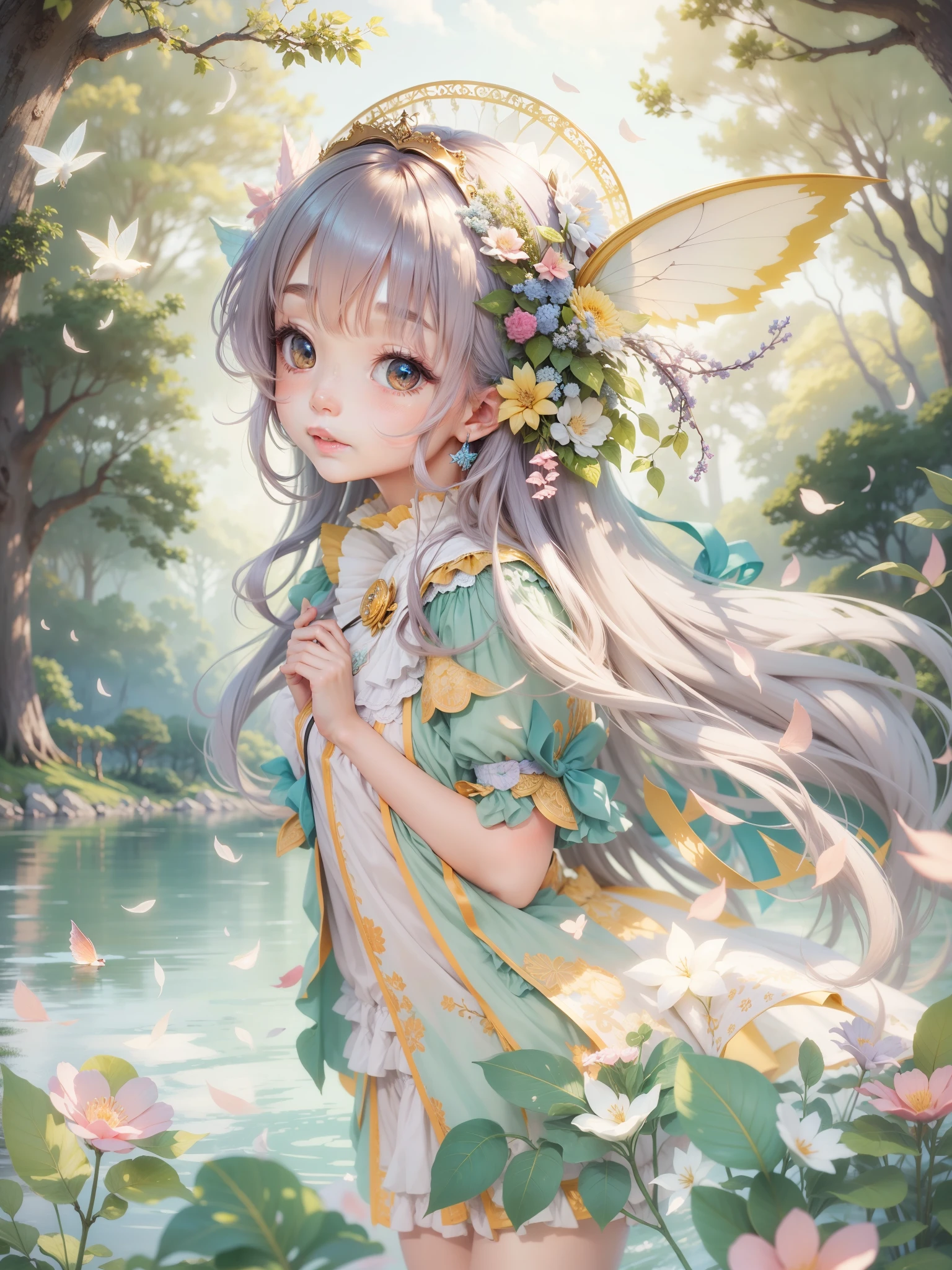 Cute Fairy、forest、lake、breeze