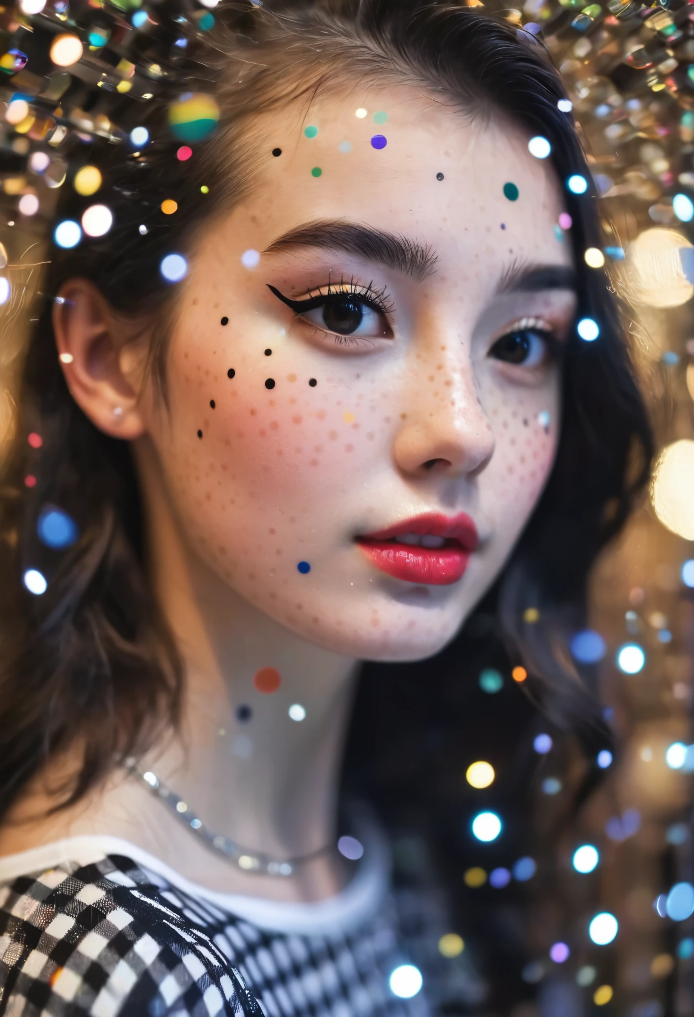 blingbling，blurry，polka dot，grid，1girl，beautiful