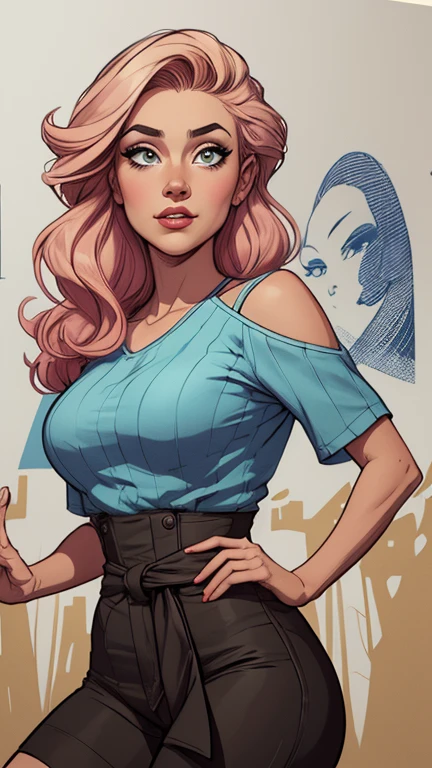 Personagem mulher PinUp dos anos 30 com marcas de guerras Imagem de desenho animado de uma mulher .cartoon style illustration, estilo de arte dos desenhos animados, estilo de arte dos desenhos animados, digital illustration style, design de personagens altamente detalhado, arte digital detalhada coragem, Forest fan art, Design de personagens de retrato, beautiful digital illustration, retrato de alta qualidade, Arte em quadrinhos, mulher jovem cabelo com transas lindas . Beautiful lined eyes Medium large bust and wonderful sexy clothes. image expression of sexual desire from the waist to the head illustration