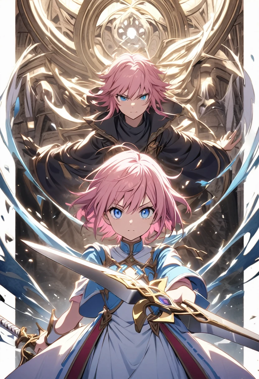 Labyrinth of the World Tree swordsman pink hair light blue eyes twin sword