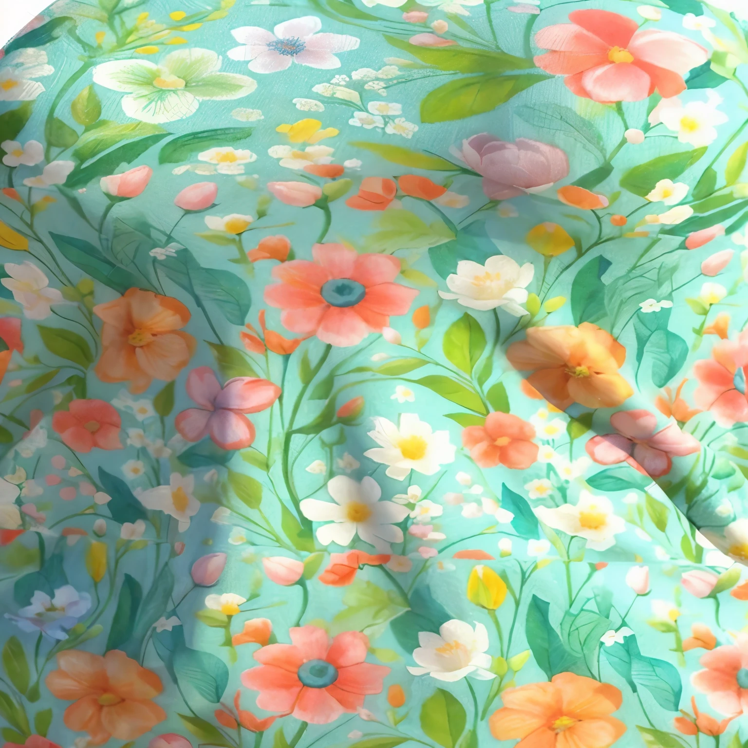 a close up of a woman wearing a blue 花的 dress, flowing , flower dream, cotton fabric, flowers colorful, Detailed flower, Exquisite garden on paper, Garden flower pattern, bright pastel colors, flower pattern, renewal of flowers, flower field, Flower explosion, Gorgeous wallpaper, Mottled flowers