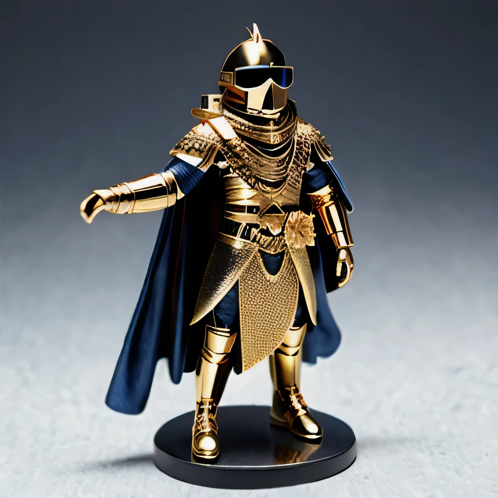 Brilliant Gold Diamond Maya Star((Rosewood))Copper weapons, Burlap Cloak Mummy Hood Platinum Silk Cyberpunk Light Crossbow Space Station 1:90 miniature models, illustration, Side view, (Side view), Wear gold-rimmed reflective sunglasses, Carrying future weapons, very happy, Side view, whole body, 3d, (Black and white checkered glasses) octane rendering, perfect appearance, Collagen protein(((denim)))