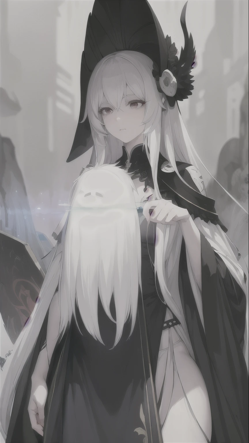 a white hair、Woman in white mask,Slender thighs beautiful figure drawing, guweiz, guweiz style artwork, White-haired God, , Epic and beautiful character art, Stunning character art,
