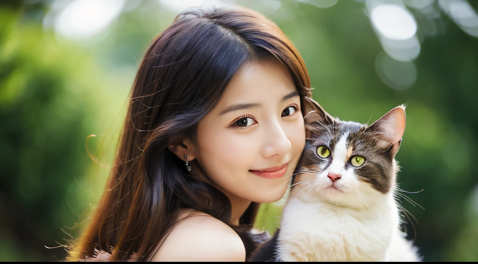 Beautiful woman holding a cat