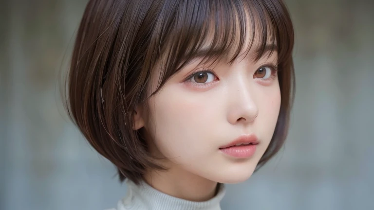 (bob cut hair:1.2),(Wearing turtleneck clothes:1.2),1 girl,Japanese,21 years old,(small breasts:1.3),(highest quality,masterpiece:1.3,超A high resolution,),(Super detailed,caustics),(Photoreal:1.4,RAW shooting,)ultra-realistic capture,very detailed,High resolution 16K human skin close-up。 natural skin texture、,The pores are、、、、、、、Must be detailed enough to be easily identified。 Skin should look even-toned and healthy。 Use natural light and color, sad expression, look at the camera, perfect dynamic composition, outdoor