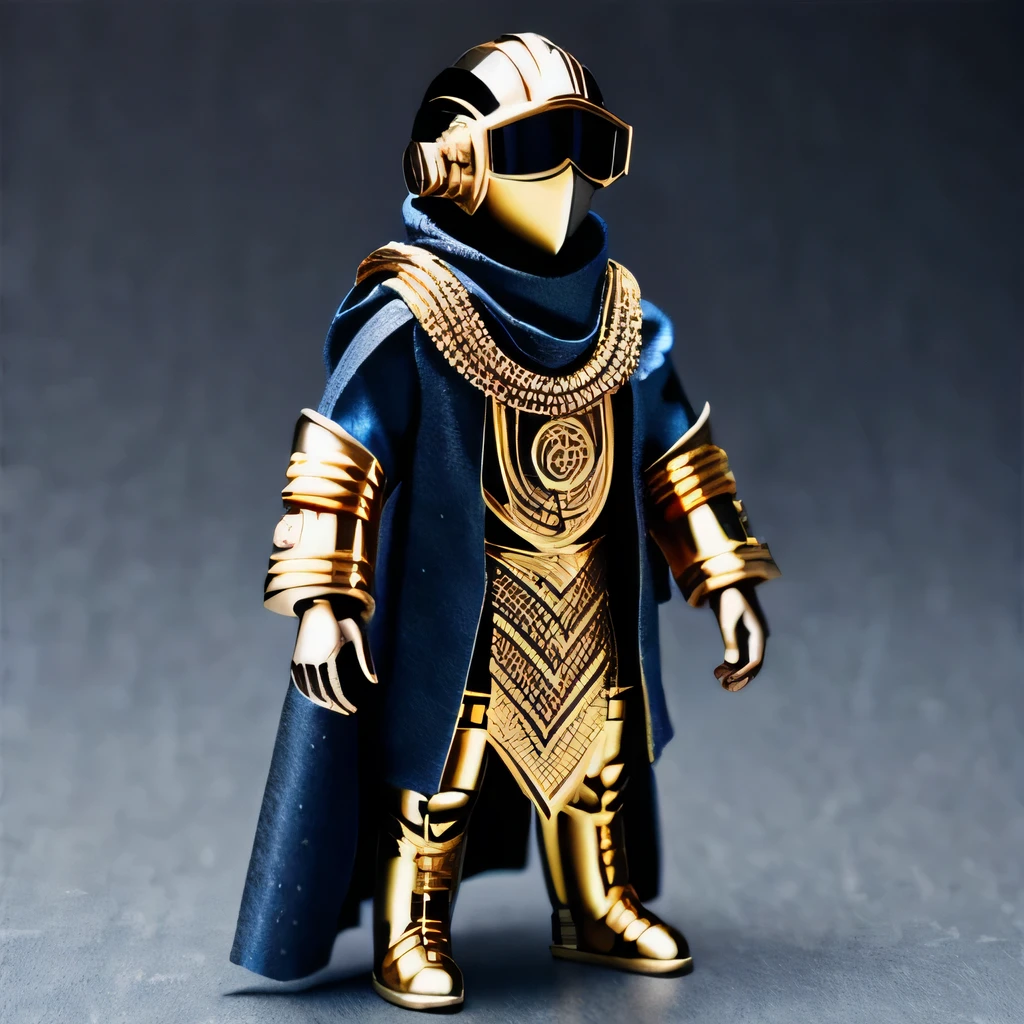 Brilliant Gold Diamond Maya Star（（Rosewood））Copper weapons, Burlap Cloak Mummy Hood Platinum Silk Cyberpunk Light Crossbow Space Station 1:90 miniature models, illustration, Side view, (Side view), Wear gold-rimmed reflective sunglasses, Carrying future weapons, very happy, Side view, whole body, 3d, (Black and white checkered glasses) octane rendering, perfect appearance, Collagen protein（（（denim）））