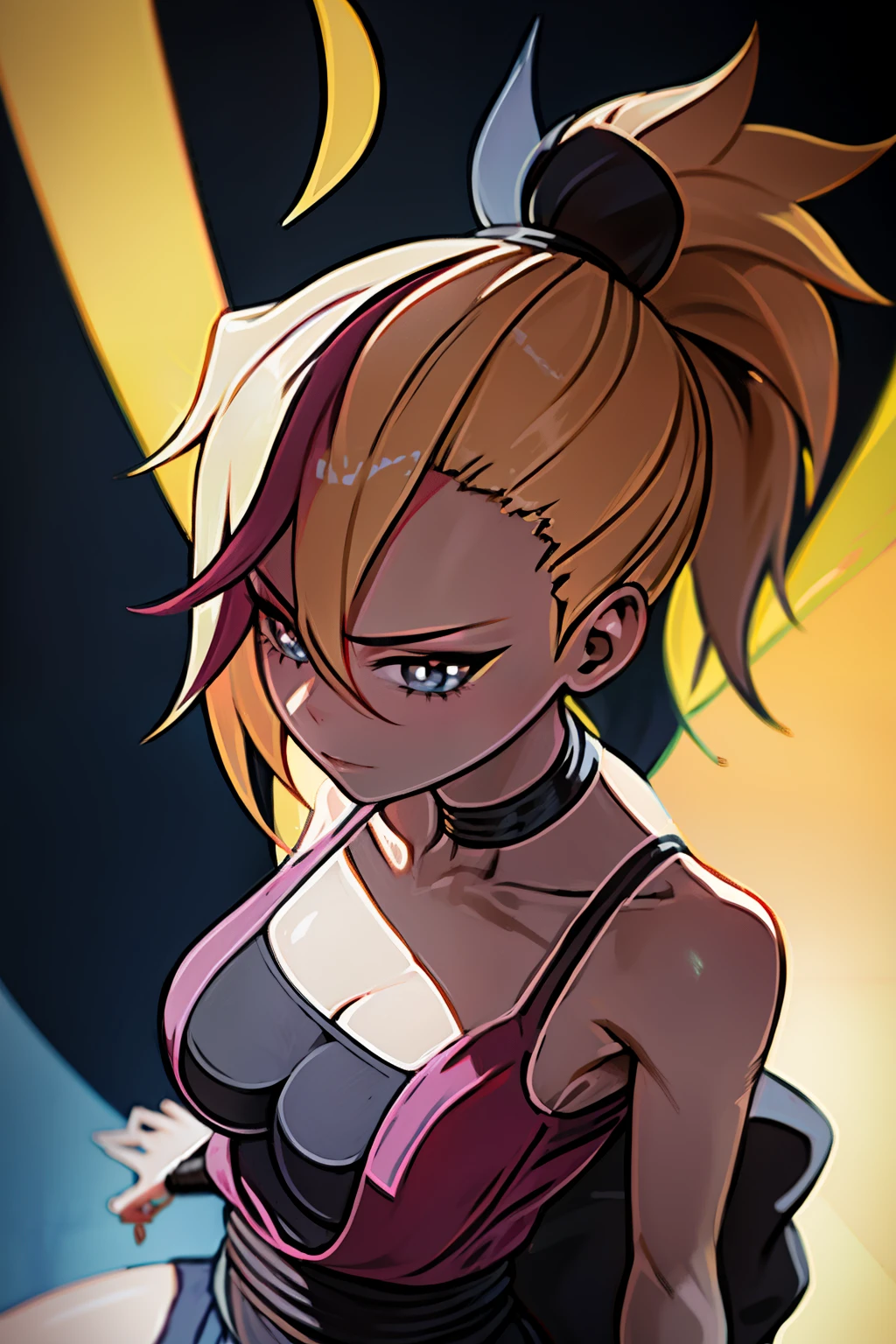 Mulher Kunoichi, holdina uma katana gigante, uma katana gigante perfeita, Standing posture, pose fofa, cabelo ultra longo, cabelos ultra detalhados, rosto ultra detalhados, Perfect eyelashes, olho brilhantes, olhos azuis