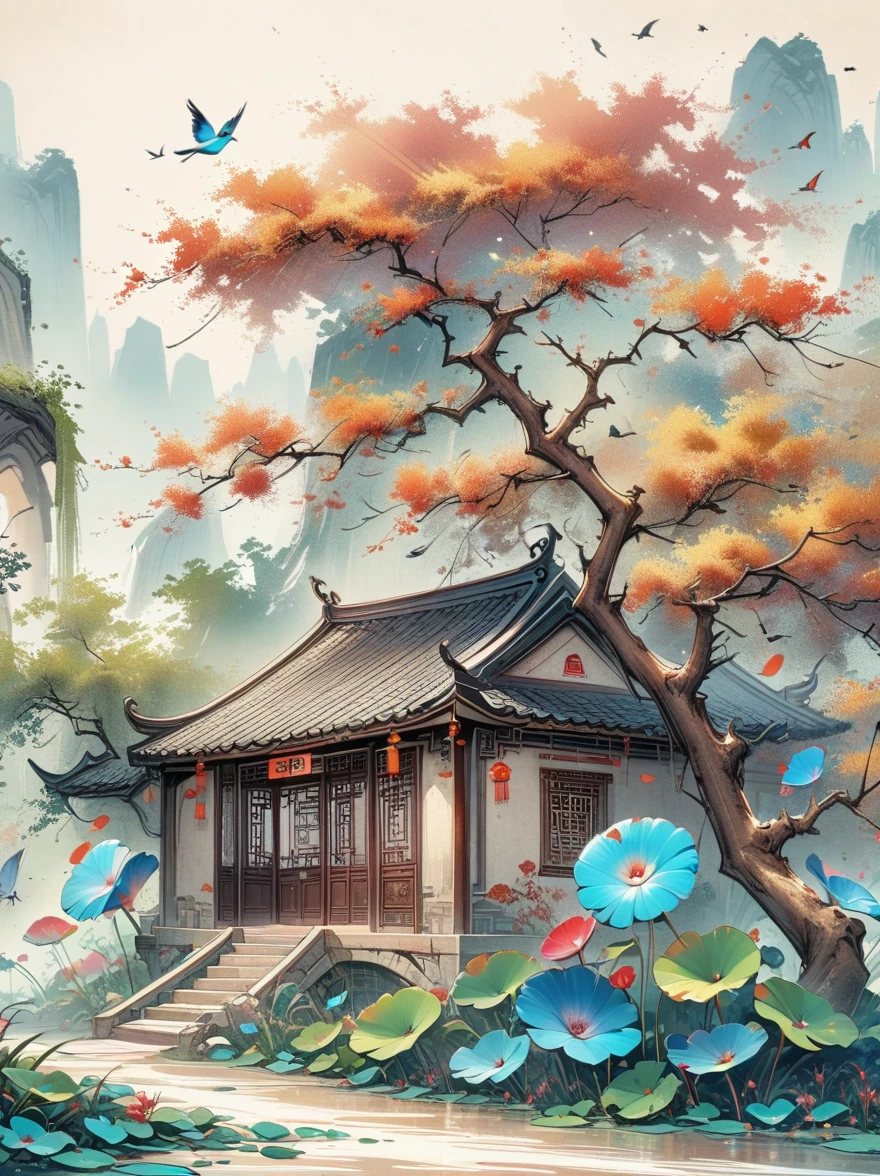 Works of Chinese style masters，shining，dream色彩，art，Ethereal，dream，((美轮美奂的5 years old精灵???))，(((5 years old)))，((solo))，cute，kawaii，Detailed facial features of a child，glowing eyes，Ethereal光辉，wonderland，(Little)，((Bun hair bun))，composition，Dazzling colors，Stunning visual effects，otherworldly appearance，Fascinating artistry，(anatomically correct, 8k)