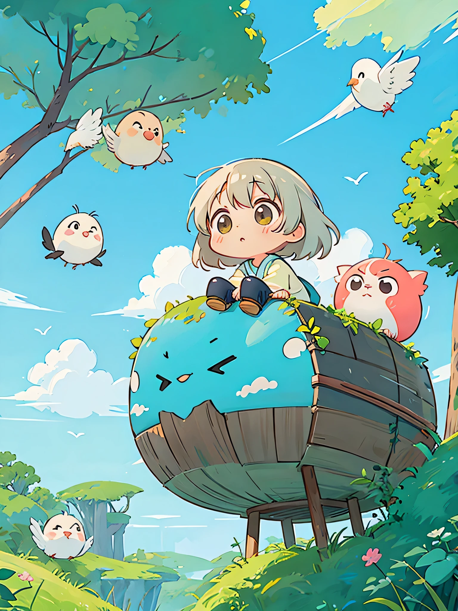 hayao Miyazaki、Kawaii Design, most beautiful girl ever、Chibi, birdie、High walls
