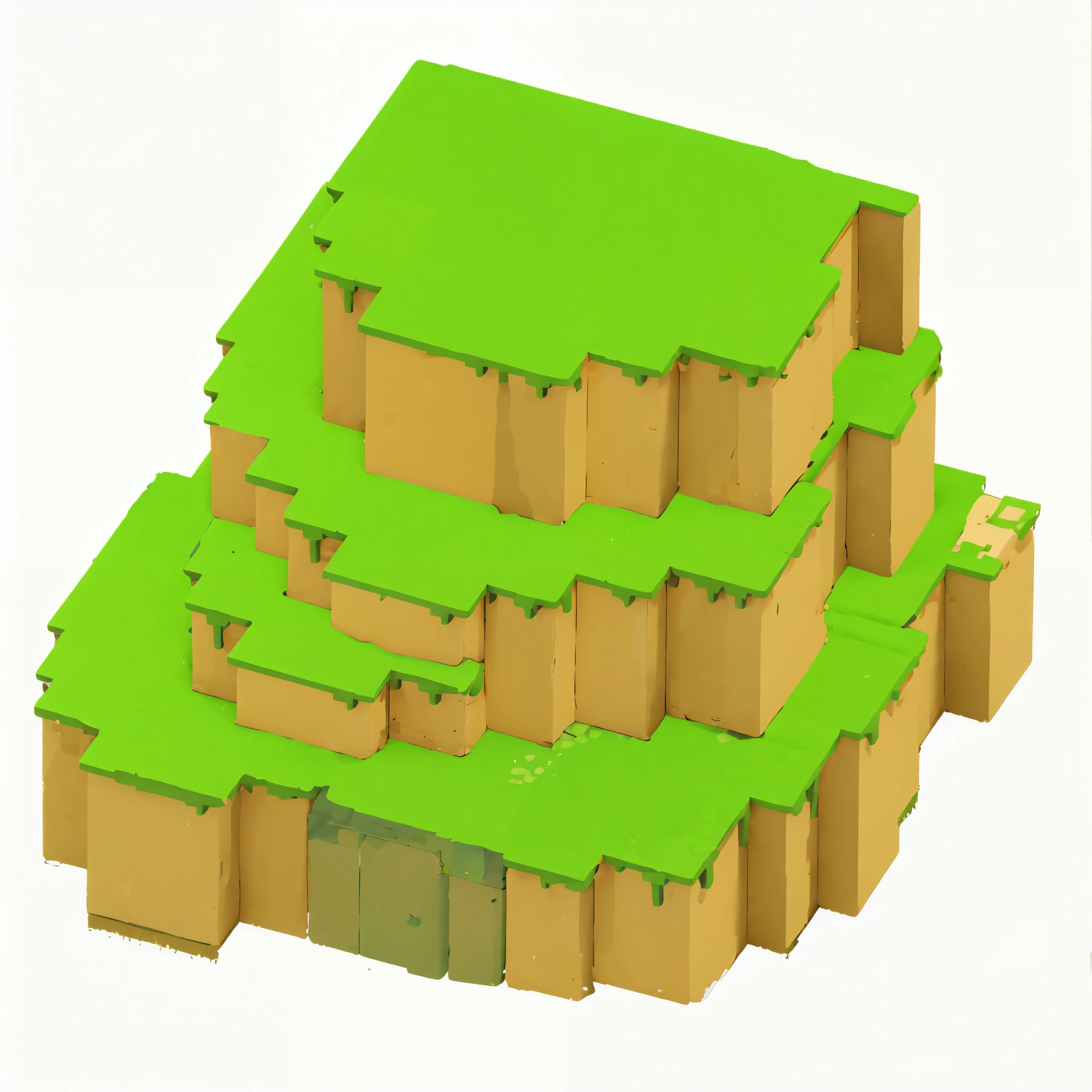 A green and brown building，There are green roofs and green roofs, isometric voxels art, voxels based world, isometric voxels, An equidistant island in the sky, Isometric environment, voxels art, high quality voxels art, voxels, voxelss, It's as blocky as minecraft, Isometric drawing, cliff edge, wireless