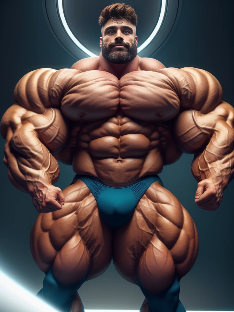 filmposter,wide angles,full body, A Handsome charming European male star。aged 30,Sexy beard,blue colored eyes,The body of a bodybuilder,Muscular very developed,huge muscular body,muscular attractive man,giant muscle men,brutalmass,small heads,Handsome,Short brown hair,Dark brown tight velvet suit,minimalistic background,Clean composition,intense detail,pastel colour,Hasselblad - original style(8k,tmasterpiece,Best quality,A high resolution,ultra - detailed),natta,starrysky,extreme light,themoon,looking at viewer,Front view,