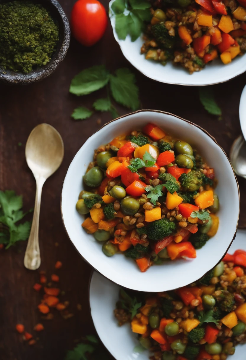 crie um prato com a receita de chile vegano