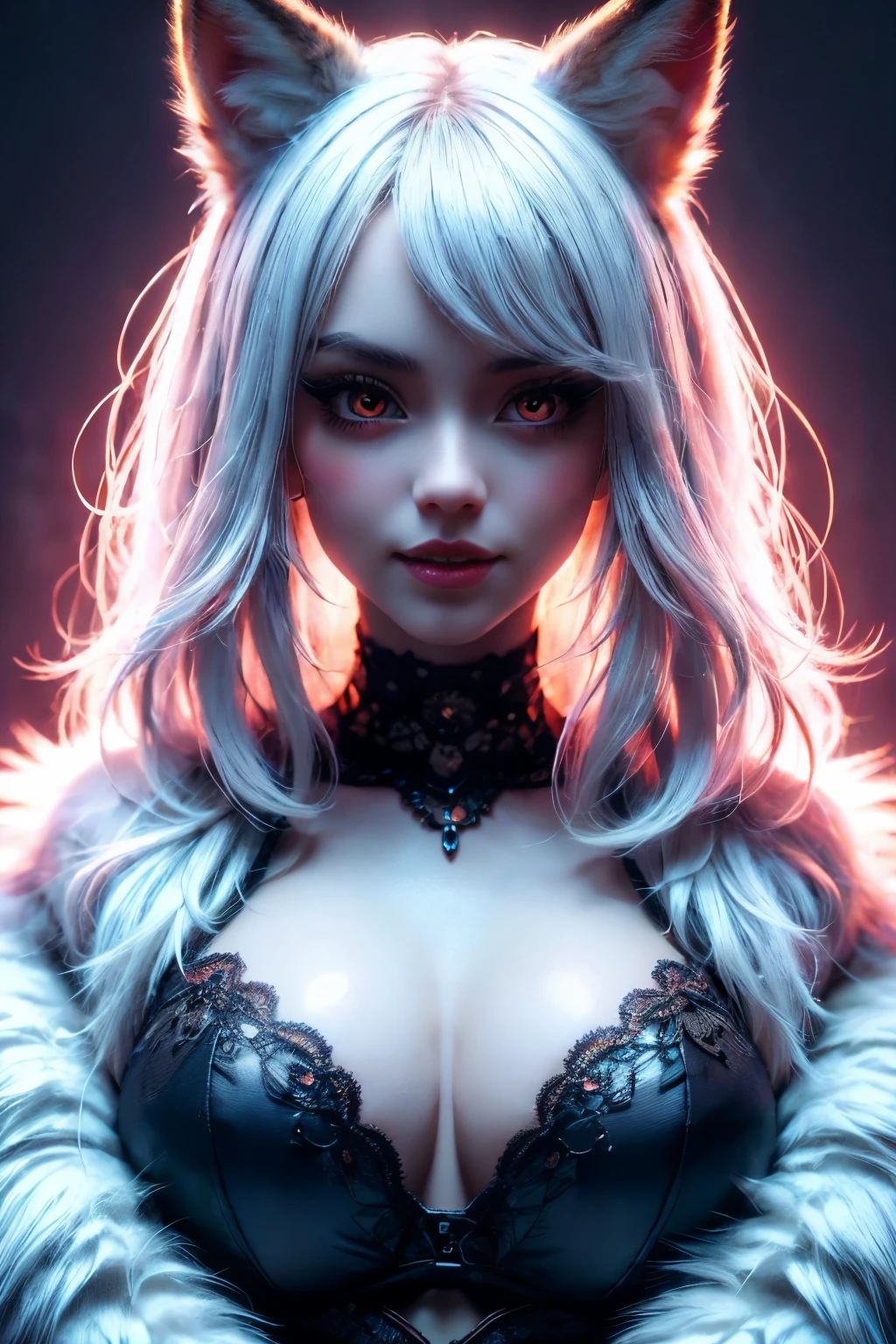 In this exquisite and hyper-detailed high-resolution image (1.4), the Victorian Fox Girl from Demon Calavera is depicted with an extraordinary level of artistic precision. Her face is a masterful blend of elegant features, each line and curve meticulously rendered to bring her to life. Her enchanting eyes, large and expressive, capture the viewer's attention with their intricate details and captivating allure. This official art piece serves as a testament to the artist's unyielding dedication to perfection, inviting admirers to lose themselves in its beauty.