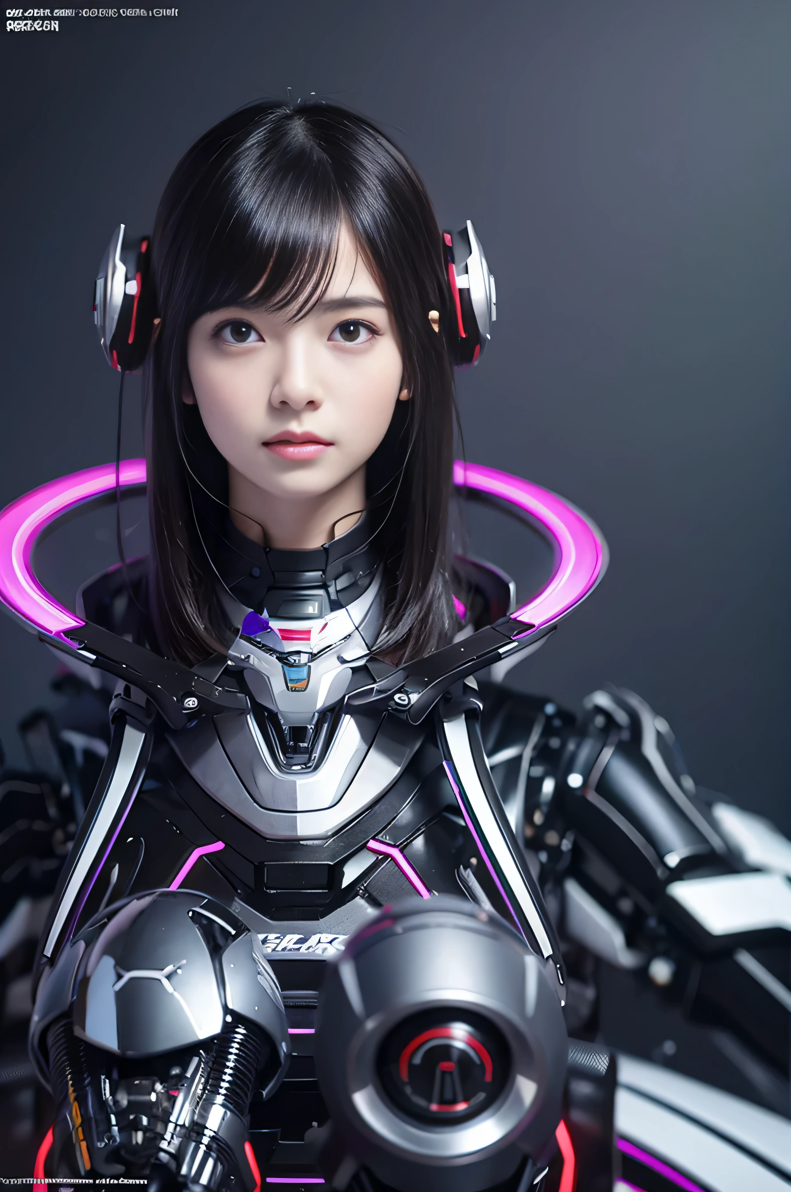 highest quality, masterpiece, ultra high resolution, (realistic: 1.4), Raw photo, 1 girl, Japanese, , black hair, Glossy skin, 1 Mechanical Girl, (Super realistic details)), portrait, global illumination, Shadow, octane rendering, 8K, super sharp, big, Revealing raw muscle, Metal, intricate decorative details, transparent micro bikini, very intricate details, realistic light, CG Society Trend, purple eyes, shining eyes, towards the camera, neon details, mechanical limbs, blood vessels connected to tubes, mechanical vertebrae attached to the back, Mechanical cervical attachment to the neck, sitting, Wires and cables connecting to the head, Evangelion, small led lamp,