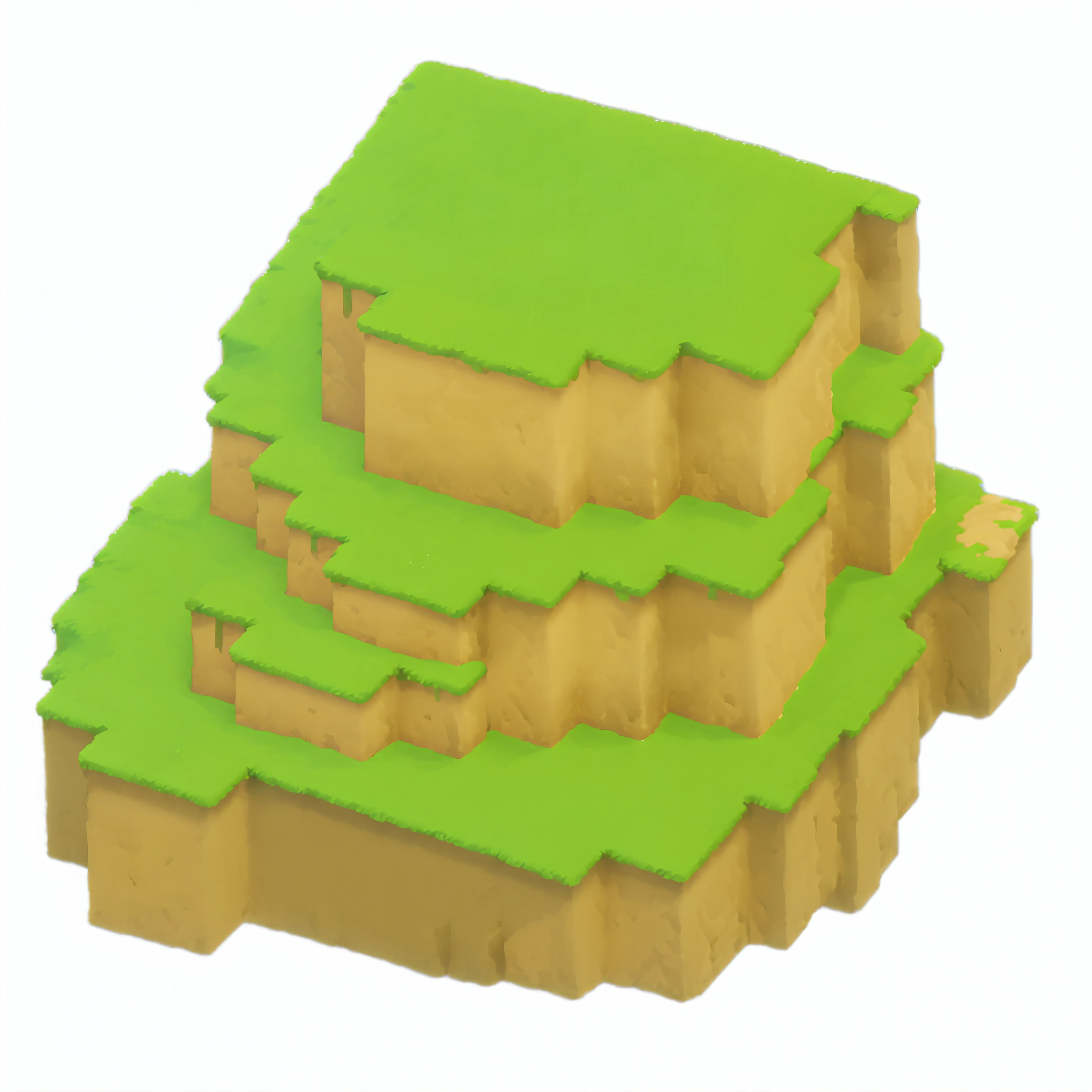 a close up of a green and brown block with a grass patch, isometric island in the sky, voxel based world, isometric map, isometric voxel, isometric voxel art, voxel, isometric game asset, isometric invironment, isometric 8k, high quality voxel art, scattered islands, voxels，Super fine，grassland，Q version，Ultra-clear，Ultra-detailed