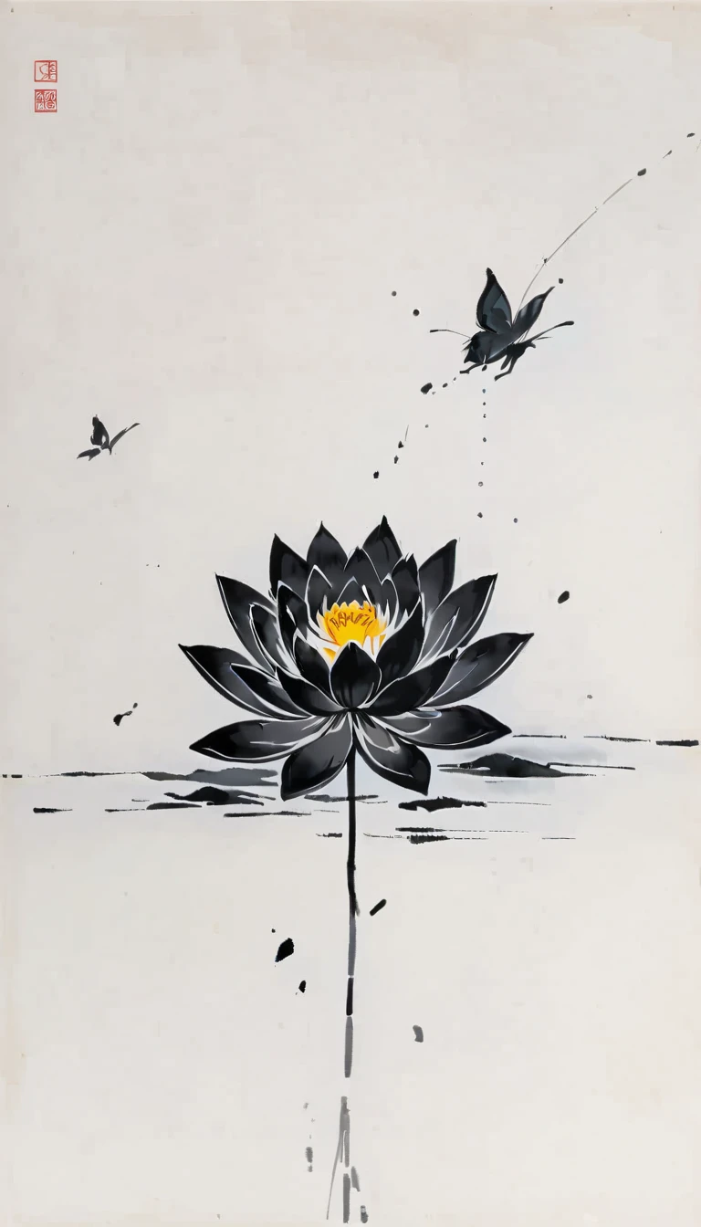 (Anime line drawing:1.5),(black and white painting:1.45),Minimalism,(line art:1.6),sketch,Charcoal drawing,mask,lotus