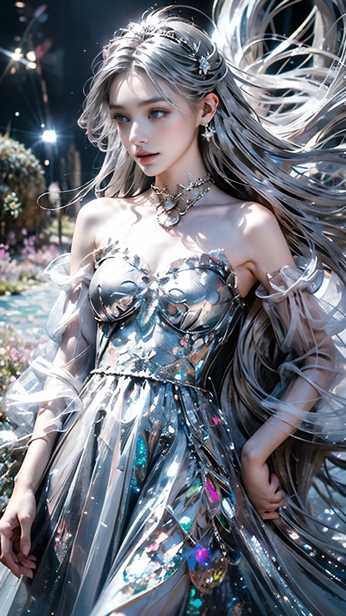A close up of a woman in a dress with long hair - SeaArt AI