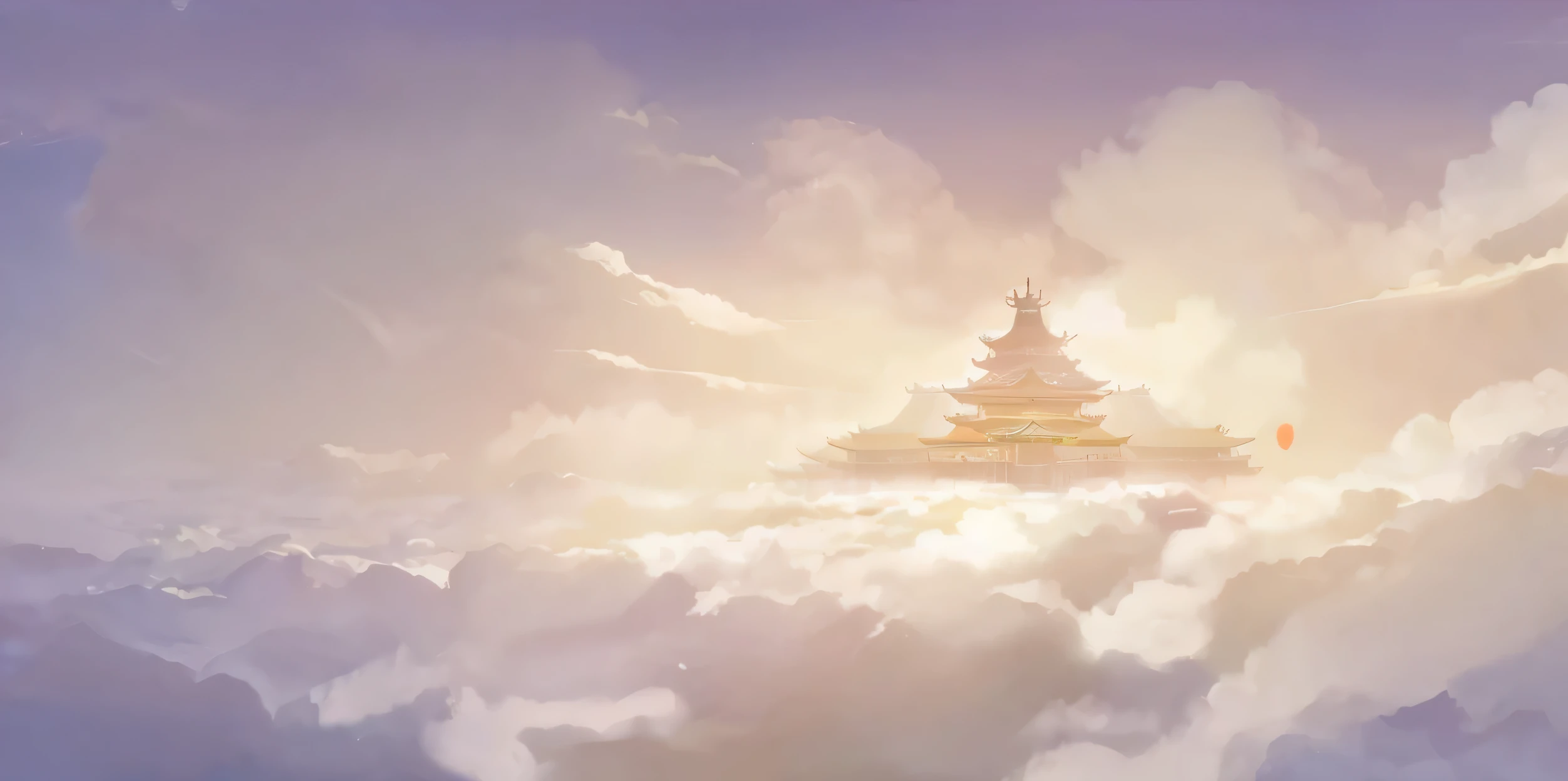 Shooting in the clouds，sea of clouds，Chinese style palace 