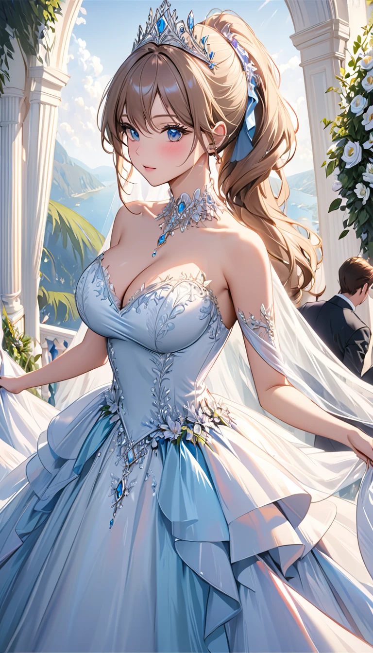 masterpiece:1.4,best-quality,Super Detail,Very Delicate and Beautiful, ((( princess formal dress ))), very gigantic breasts, slender, beautiful my wife