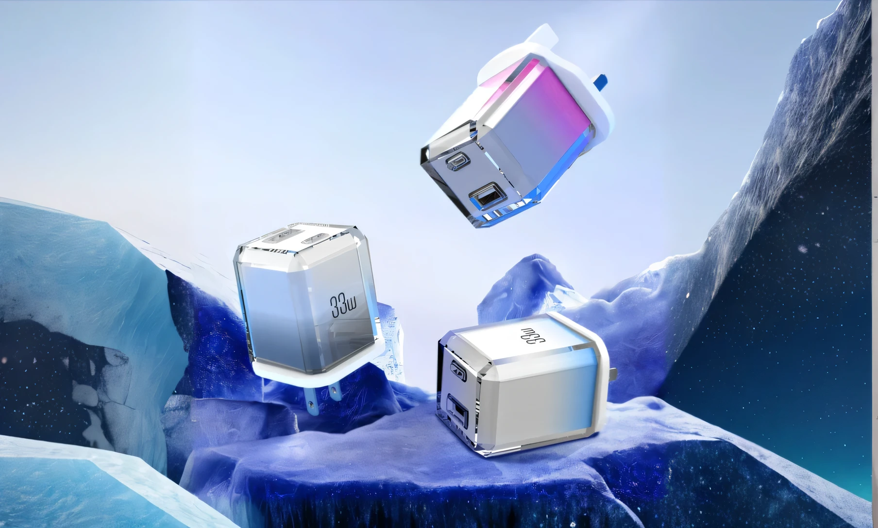 iceberg,Aurora Weather,ice crystals,4k rendering,Realistic effect