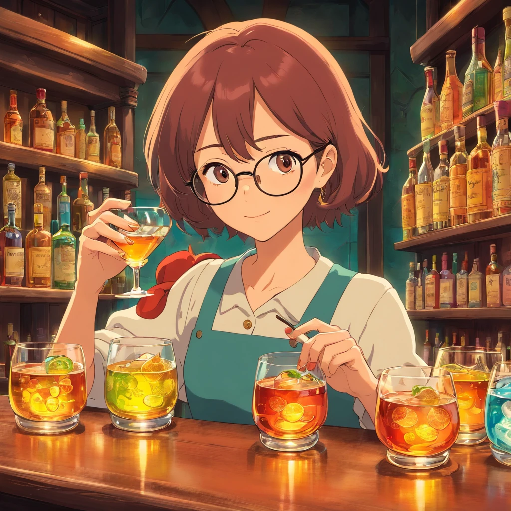 shirt　woman　Glasses　liquor
