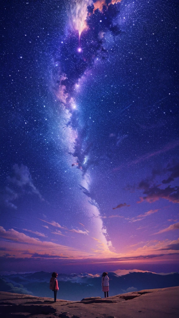 anime anime wallpapers with a view of the sky and stars, cosmic skies. by makoto shinkai, anime art wallpaper 4 k, anime art wallpaper 4k, anime art wallpaper 8 k, anime sky, amazing wallpaper, anime wallpaper 4 k, anime wallpaper 4k, 4k anime wallpaper, makoto shinkai cyril rolando, anime background art