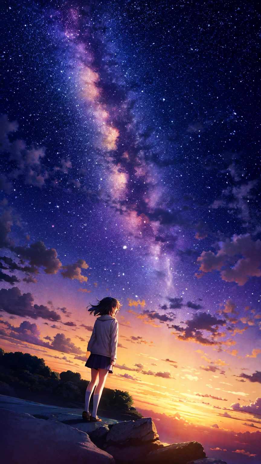 anime anime wallpapers with a view of the sky and stars, cosmic skies. by makoto shinkai, anime art wallpaper 4 k, anime art wallpaper 4k, anime art wallpaper 8 k, anime sky, amazing wallpaper, anime wallpaper 4 k, anime wallpaper 4k, 4k anime wallpaper, makoto shinkai cyril rolando, anime background art, no character
