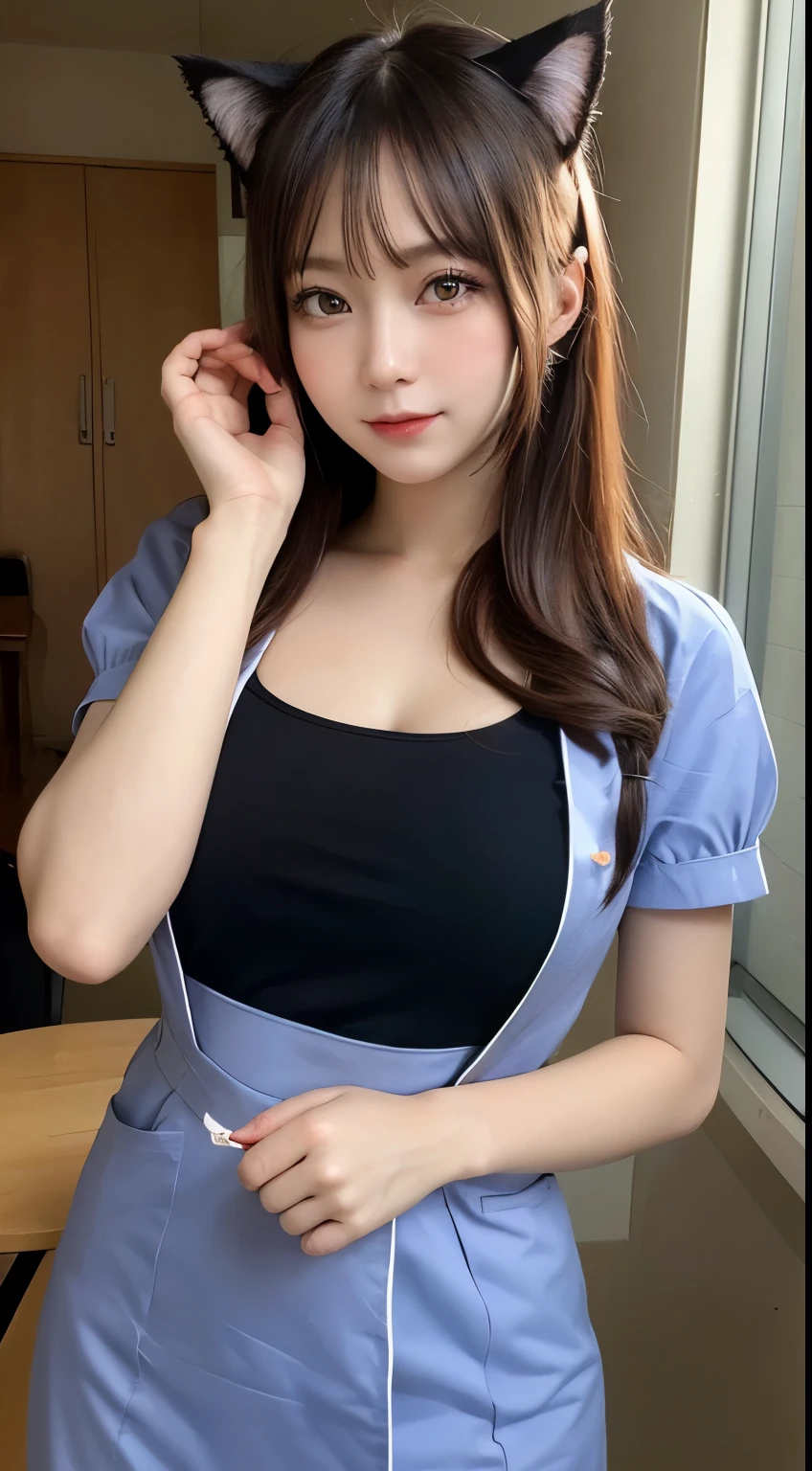 table top, highest quality, figure, Super detailed, finely, High resolution, 8k wallpaper, 完璧なダイナミックな構figure, Cat ear、Cat ear、Cat ear、random sexy poses、nurse uniform、big breasts