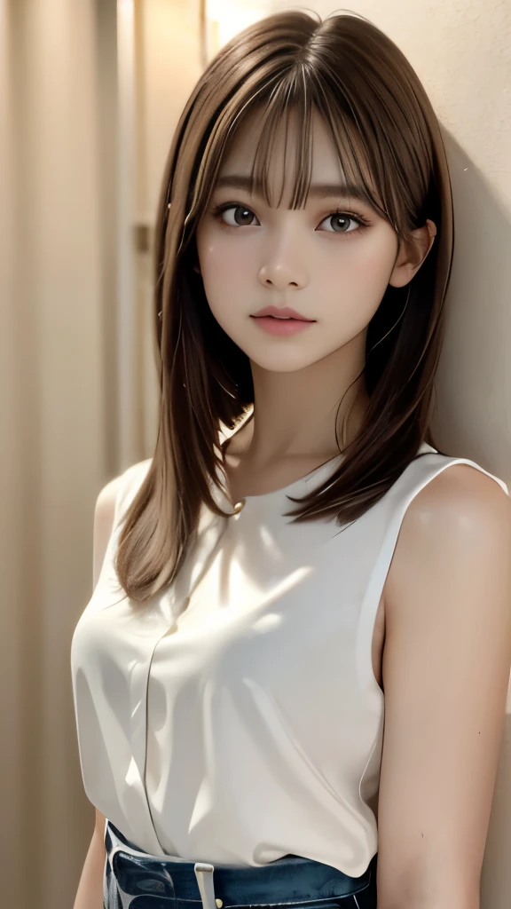 highest quality,photo quality,8K,ultra high resolution,professional lighting,,The best beautiful actress,Detailed drawn face,short bangs,(Transparent blouse:1.2),realistic skin,long hair,