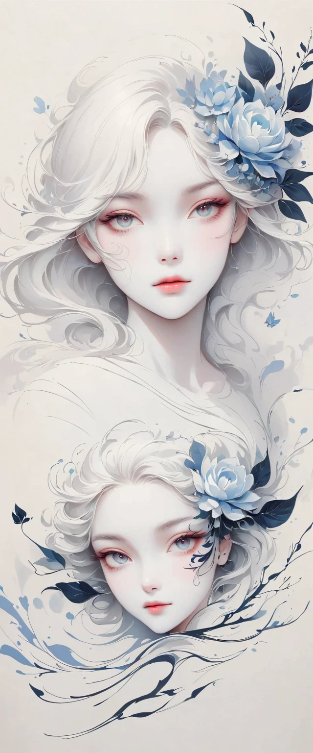 (Anime line drawing:1.5)，(black and white painting:1.45)，Minimalism，(line art:1.6)，sketch，Charcoal drawing，mask，flower,Illustration in surreal art style，surreal dream，Dubrec style,(multiple exposure：1.8),art for coloring book page, 全White背景, Use only contours, line art, coloring book, clean line art,令人惊叹的White墨水coloring book页异想天开的壮丽 , White , (((((纯White背景))))), monochrome, Pure black and white, Draw clear lines, 最高品质的成人coloring book风格, modern anime style, Illustrations that pay homage to Artgerm&#39;s signature style, Alexi Brillot, and Charlie Bovoort, 以数字涂鸦line art风格创建, Draw vector clear lines with ink, Ultra-clean and bold lines found in the cutest cartoon style [Michael Whelan] Less details，Sharp、Clean appearance. The cartoon style is inspired by bold and bright lines