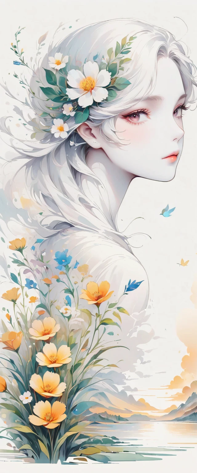 (Anime line drawing:1.5)，(black and white painting:1.45)，Minimalism，(line art:1.6)，sketch，Charcoal drawing，mask，flower,Illustration in surreal art style，surreal dream，Dubrec style,(multiple exposure：1.8),art for coloring book page, 全White背景, Use only contours, line art, coloring book, clean line art,令人惊叹的White墨水coloring book页异想天开的壮丽 , White , (((((纯White背景))))), monochrome, Pure black and white, Draw clear lines, 最高品质的成人coloring book风格, modern anime style, Illustrations that pay homage to Artgerm&#39;s signature style, Alexi Brillot, and Charlie Bovoort, 以数字涂鸦line art风格创建, Draw vector clear lines with ink, Ultra-clean and bold lines found in the cutest cartoon style [Michael Whelan] Less details，Sharp、Clean appearance. The cartoon style is inspired by bold and bright lines